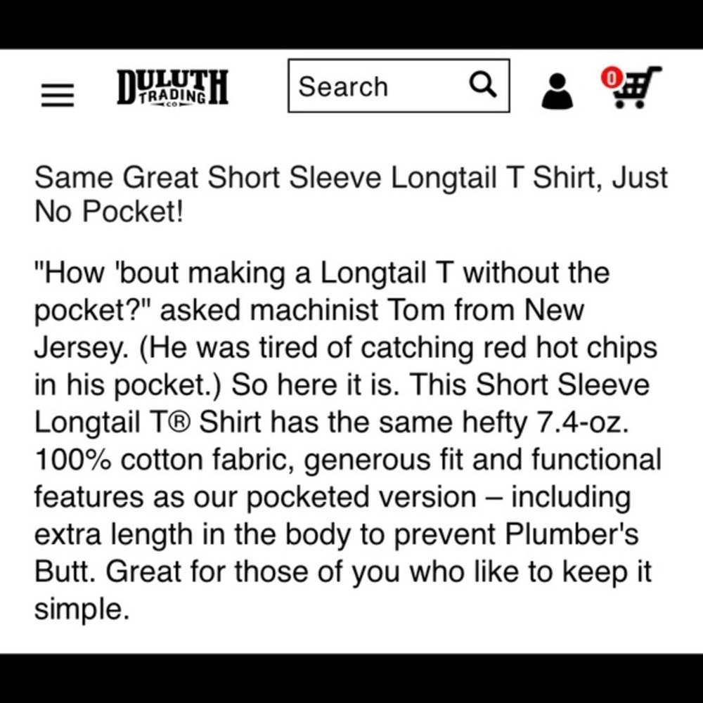 Duluth Trading Co. NWT Navy longtail T with a chest pocket. - Picture 12 of 16